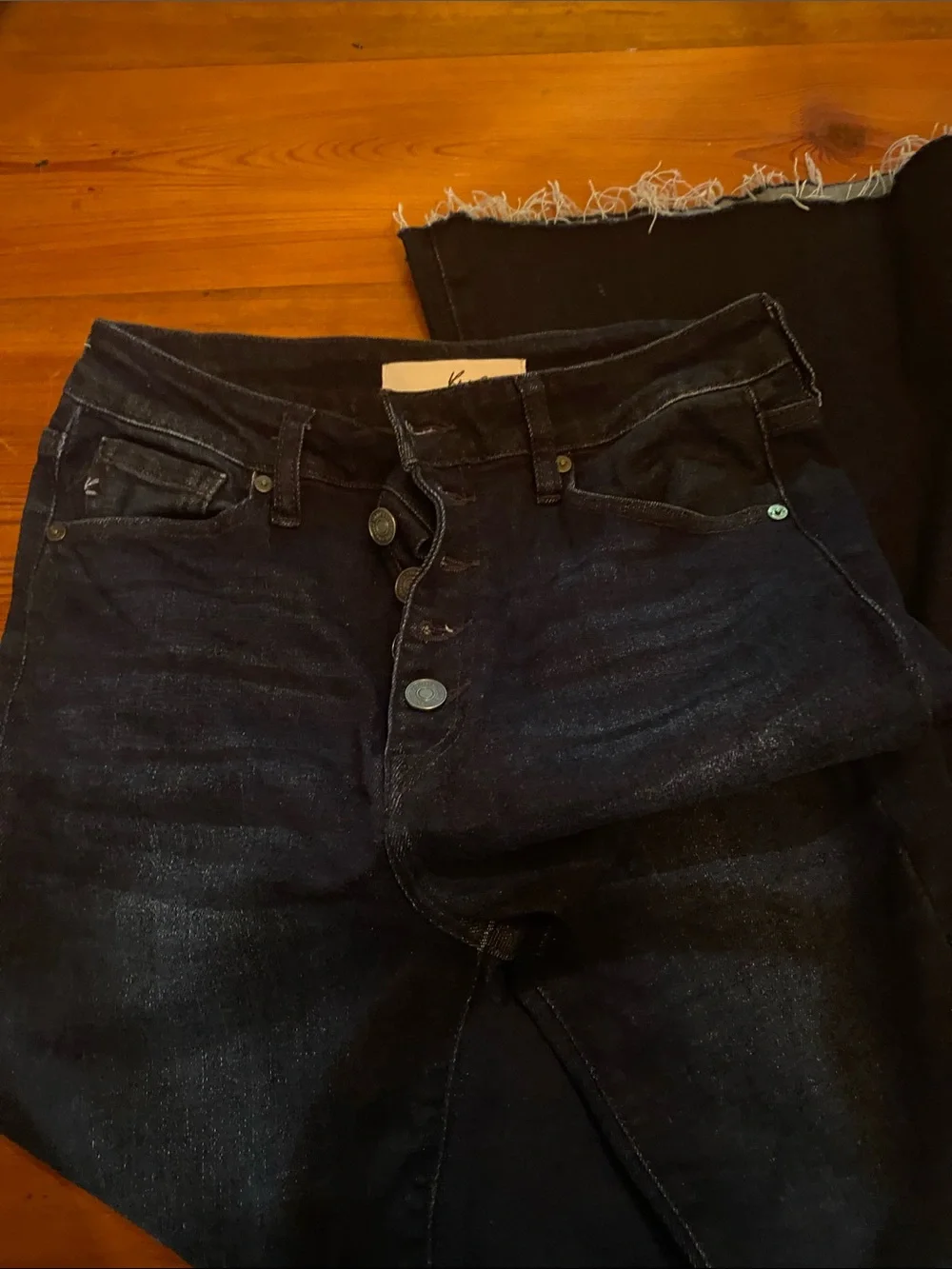 KanCan navy High-Rise Flare Jeans with Raw Hem - Picture 3 of 5